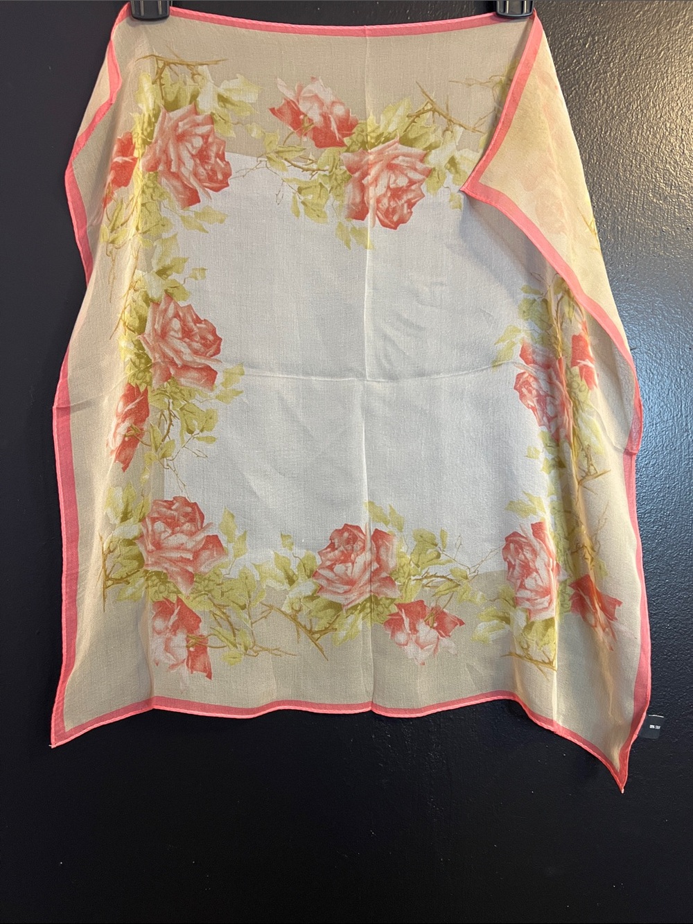 100% Silk Pink Rose Neck Scarf